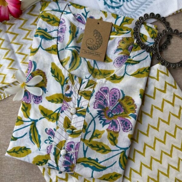 "Shabana" Hand Block Printed Kurta Set(3pc)