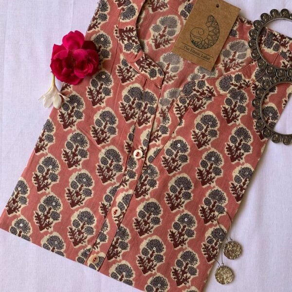 "Apricot" Floral Boota Cotton Kurta