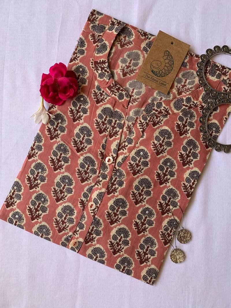 IMG_4107-scaled-1.jpg "Apricot" Floral Boota Cotton Kurta - Image 1