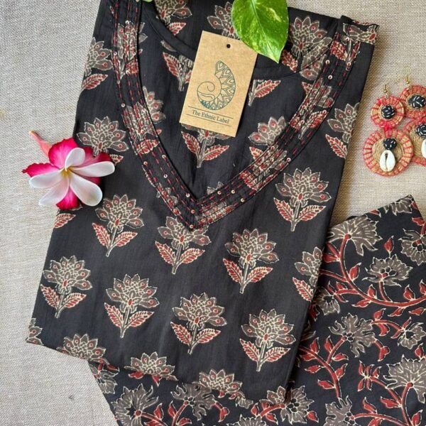 "Zubeida" Ajrakh Hand block printed kurta set (2pc)