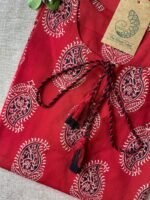 "Paakhi" Deep Red Paisley Hand Block Printed Cotton kurta - Image 3