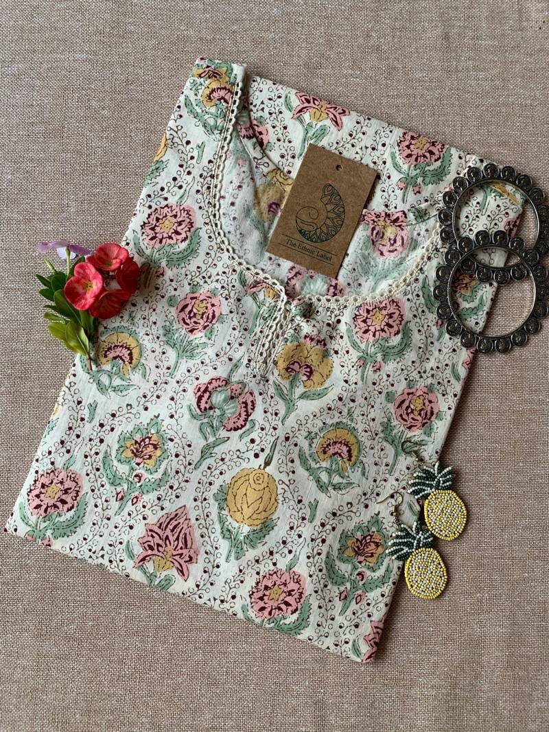 IMG_4270_ff7bda28-6ab9-46e3-b407-34b5ce05a9ad-scaled-1.jpg "Marigold" laced Cotton Kurta - Image 1