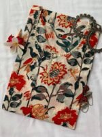 Cream Floral Bird Cotton Kurta