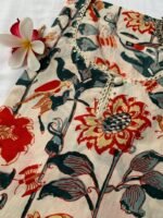 Cream Floral Bird Cotton Kurta - Image 3