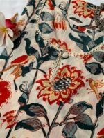 Cream Floral Bird Cotton Kurta - Image 4
