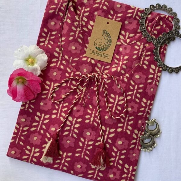 Bagru Hand Block Printed Tassel Cotton Kurta
