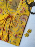 "Flavia" Yellow Sanganeri Hand Block Printed Cotton kurta - Image 3