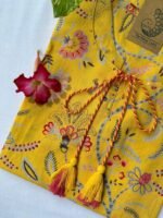 "Flavia" Yellow Sanganeri Hand Block Printed Cotton kurta - Image 2