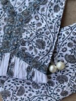 White Grey Mughal Cotton Kurta Set - 3pc - Image 2
