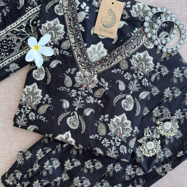 Kurta Set "Nootan" black Cotton (3pc)
