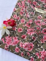"Carnation" Olive-Pink Cotton Kurta - Image 2