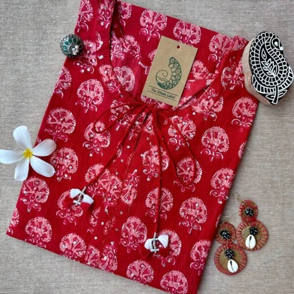 "Veena" Hand Block Printed Cotton kurta