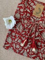 Maroon Bagru Tassel Cotton Kurta - Image 3