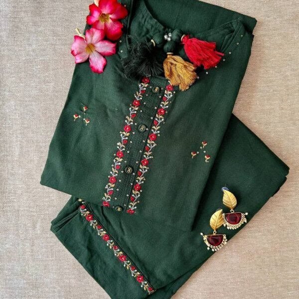 "Utsaah" Hand Embrpidered Cotton Kurta Set(2pc)