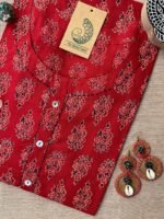 "Roohani" Bagru Kantha Buttoned Cotton kurta - Image 3