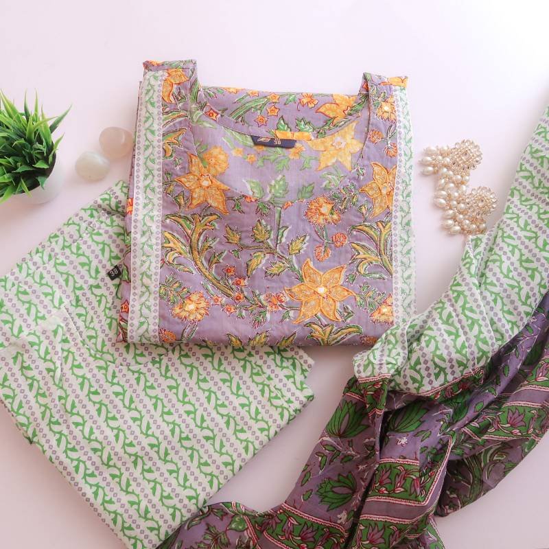 WhatsAppImage2023-04-18at1.31.20PM.jpg Mango Flower Cotton Suit - Image 1