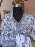 White Grey Mughal Cotton Kurta Set - 3pc - Image 4